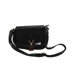 Handtasche mit Leder Paunch Schwarz
