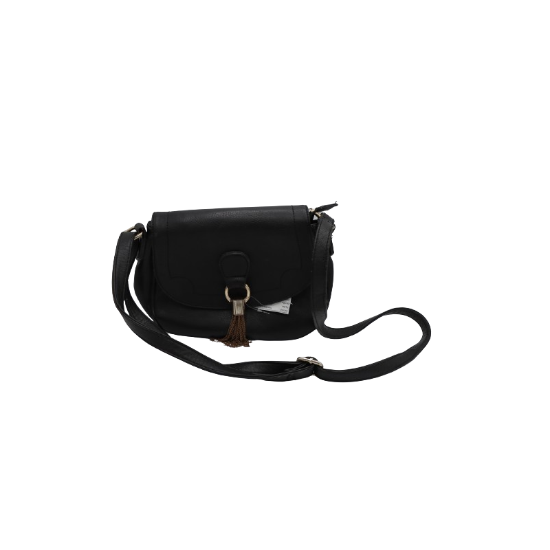 Handtasche mit Leder Paunch Schwarz