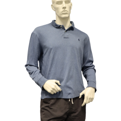 Poloshirt (langarm) in Jeansblau von Polo Ralph Lauren