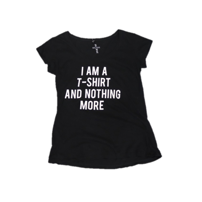 Frauenshirt schwarz mit Aufdruck von Dont believe the Hype